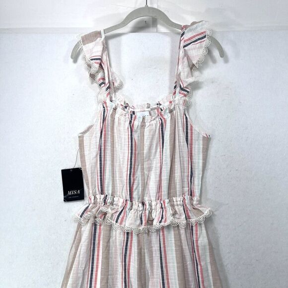 MISA Los Angeles Dress Women M Cream Idonia Striped Prairie Boho Maxi Fairy NEW - Picture 4 of 12